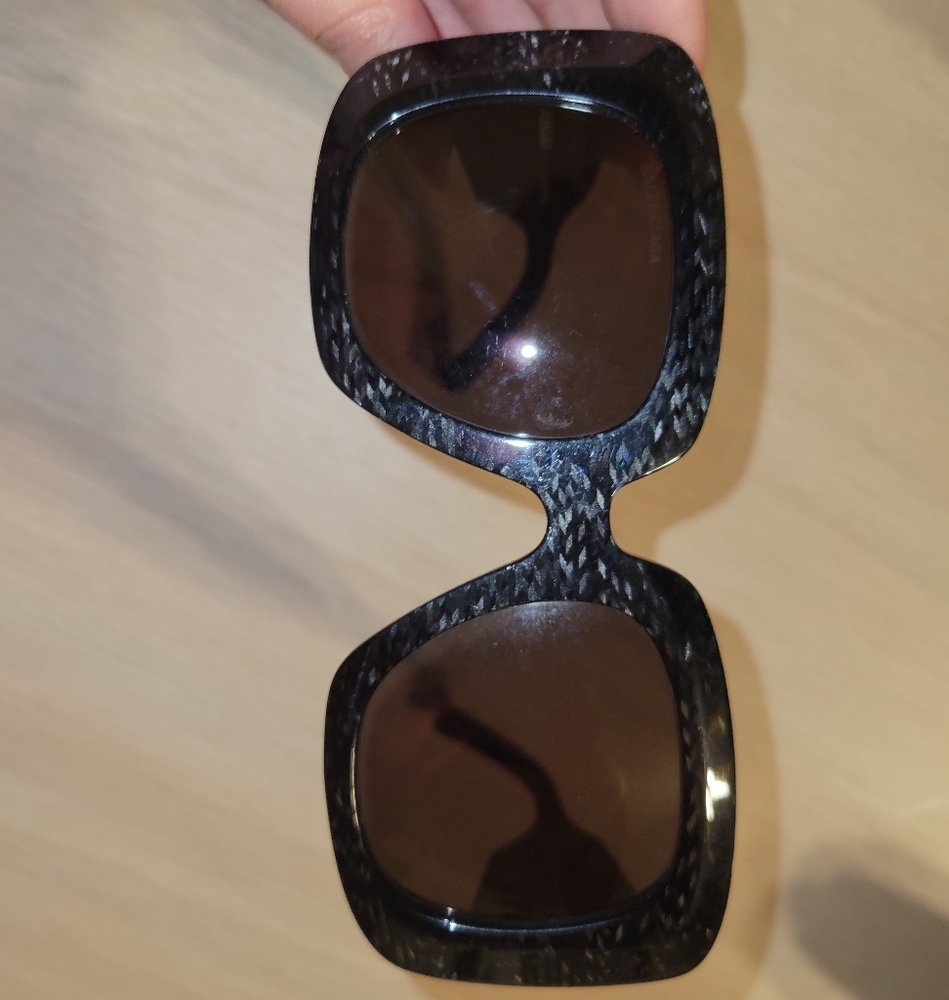 Balenciaga BB0119S 001 Black Grey Square Women's Full-Rim Sunglasses.